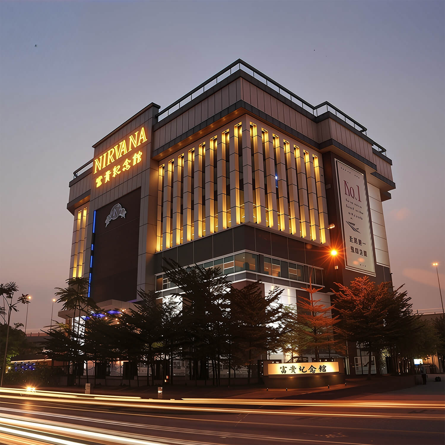 Nirvana Building at Night 1 Nirvana Building at Night